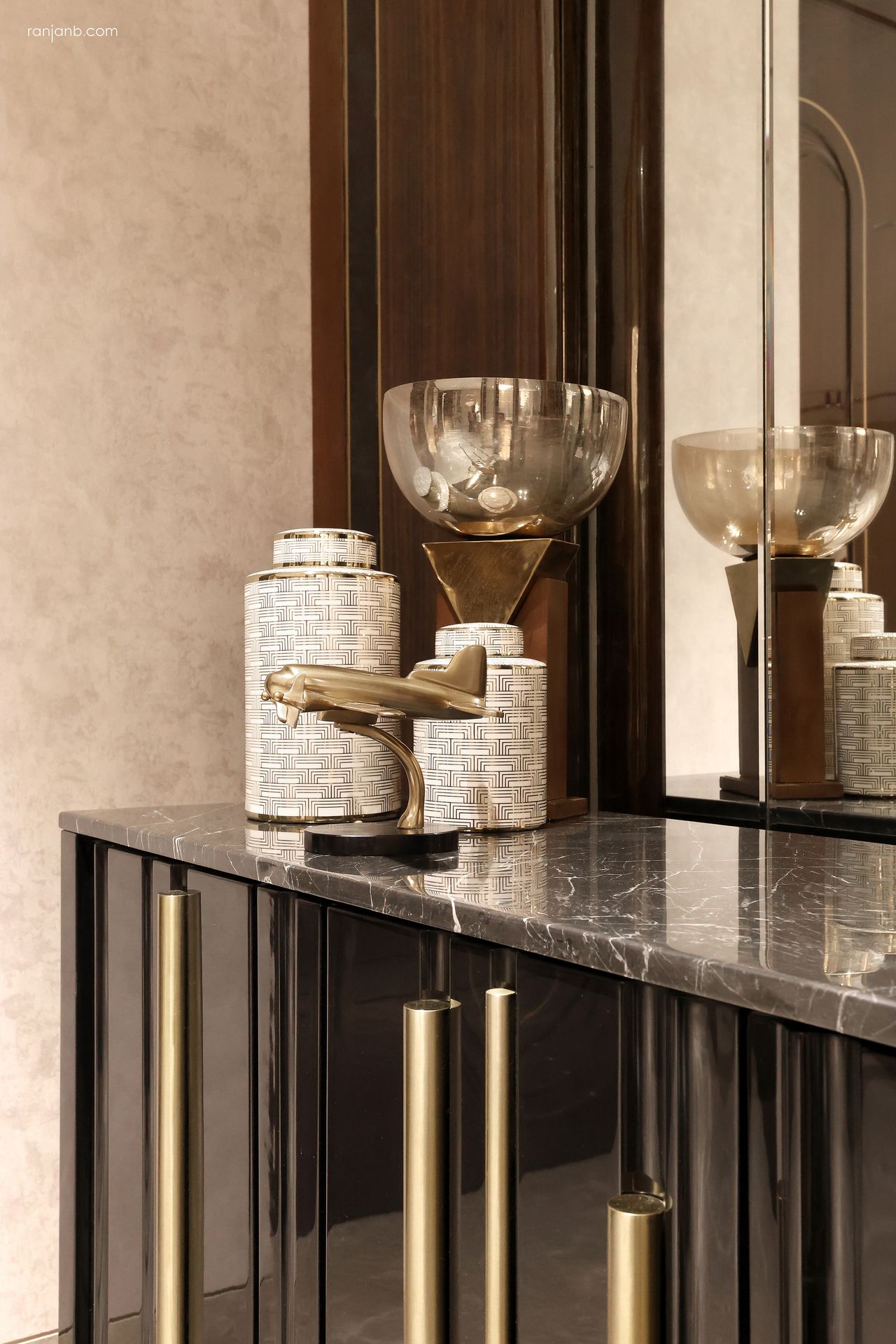 Designer console and decor details at Urbana complex, photographed by Ranjan Bhattacharya at Kolkata.