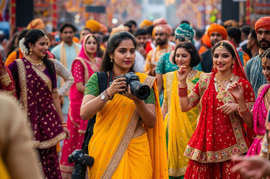 Vibrant depiction of Indian culture and photography.