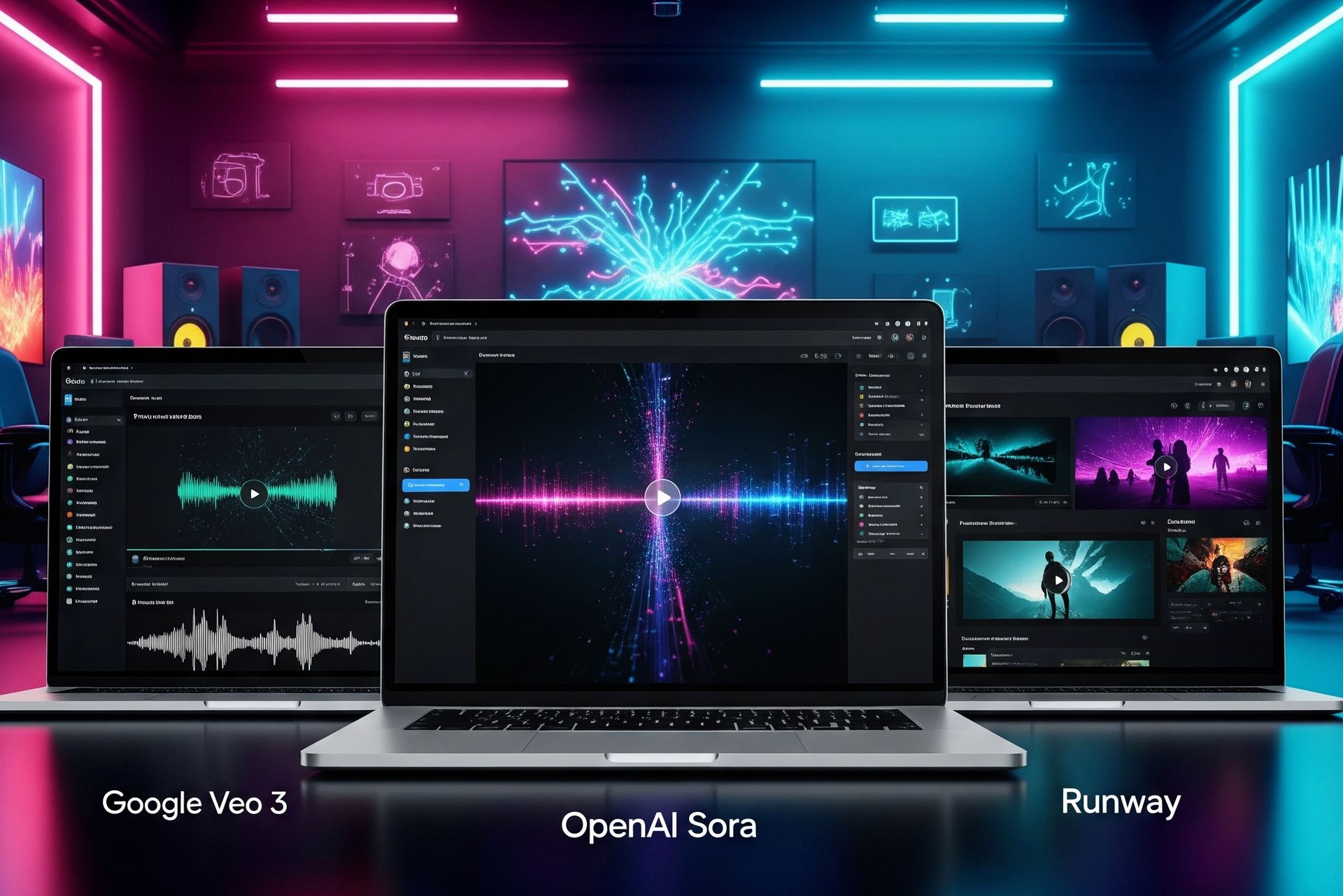 Comparison between Google Veo 3, OpenAI’s Sora, and Runway AI video tools.