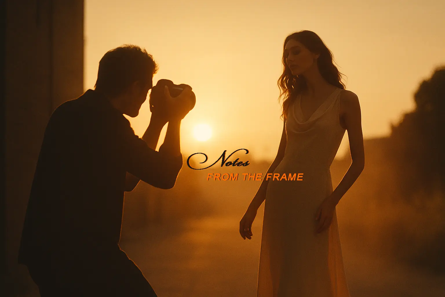 Silhouetted photographer holding a camera in soft window light — book cover for 'Notes From The Frame' by Ranjan Bhattacharya.