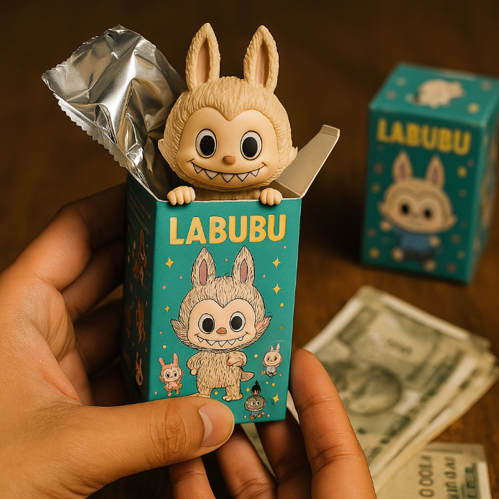 “Which One will You Get?” — Labubu Blind Boxes fuel Obsession with Mystery and Rarity Hands holding a sealed Labubu blind box collectible, capturing the thrill of surprise.