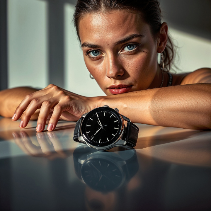 Advertising composition using leading lines to emphasize a tech product, demonstrating visual psychology and trend relevance in 2025.