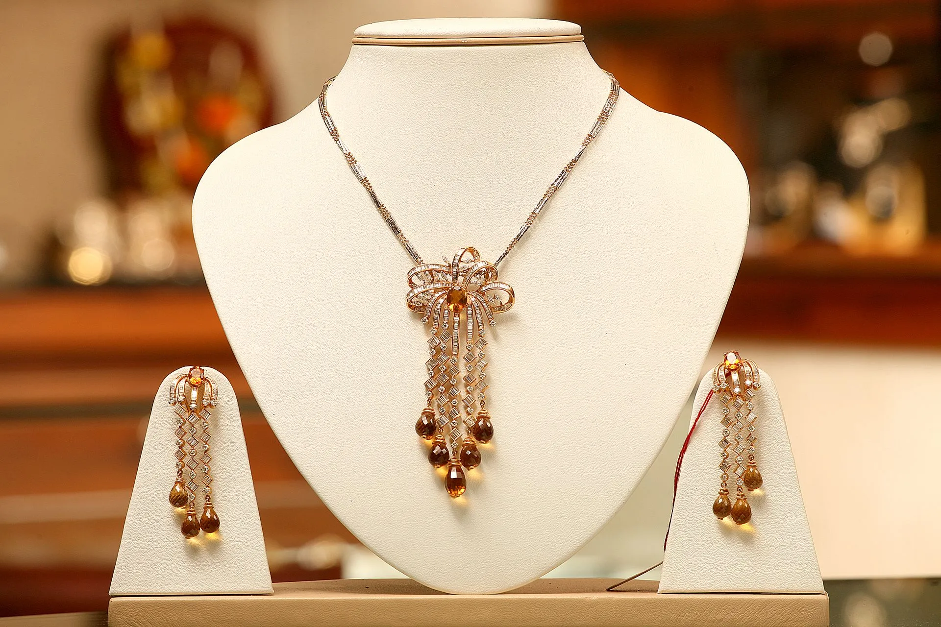 Elegant diamond necklace with intricate detailing, photographed by Ranjan Bhattacharya.