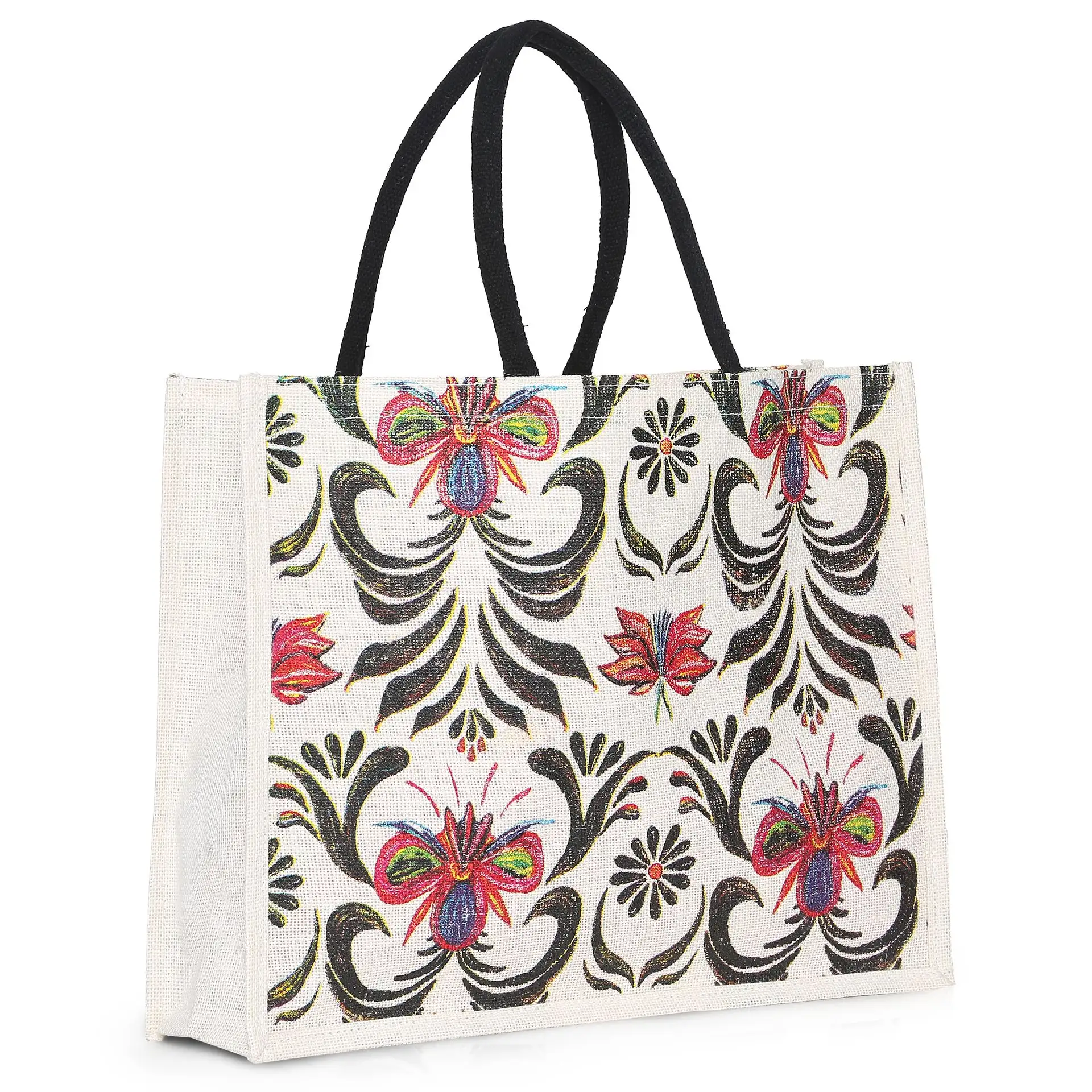 Eco-friendly jute bag with a trendy design - Side view