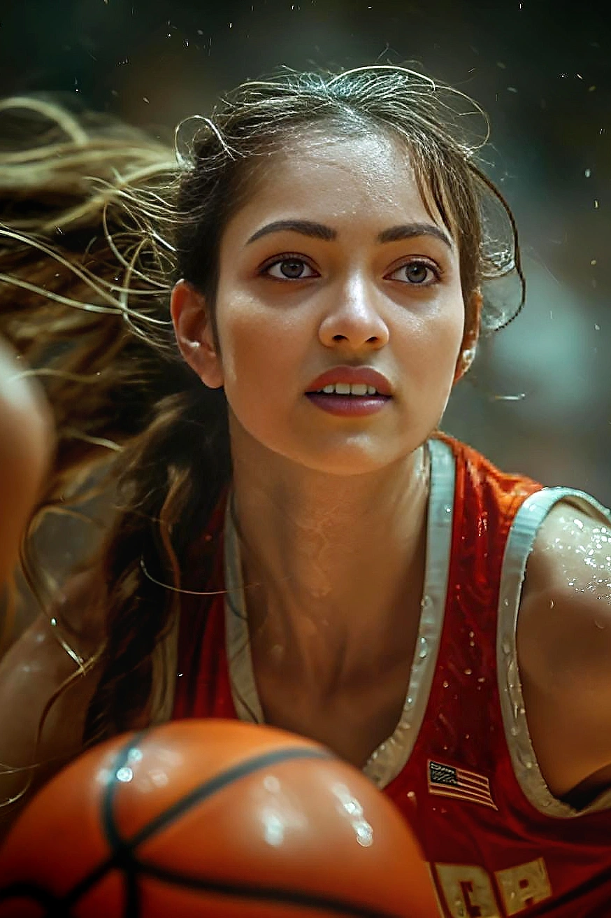 Portrait of a Tollywood Actress, Susmita Chatterjee (susmita_cjee), showcasing her sporty look and flowing hairstyle, photographed by Ranjan Bhattacharya.