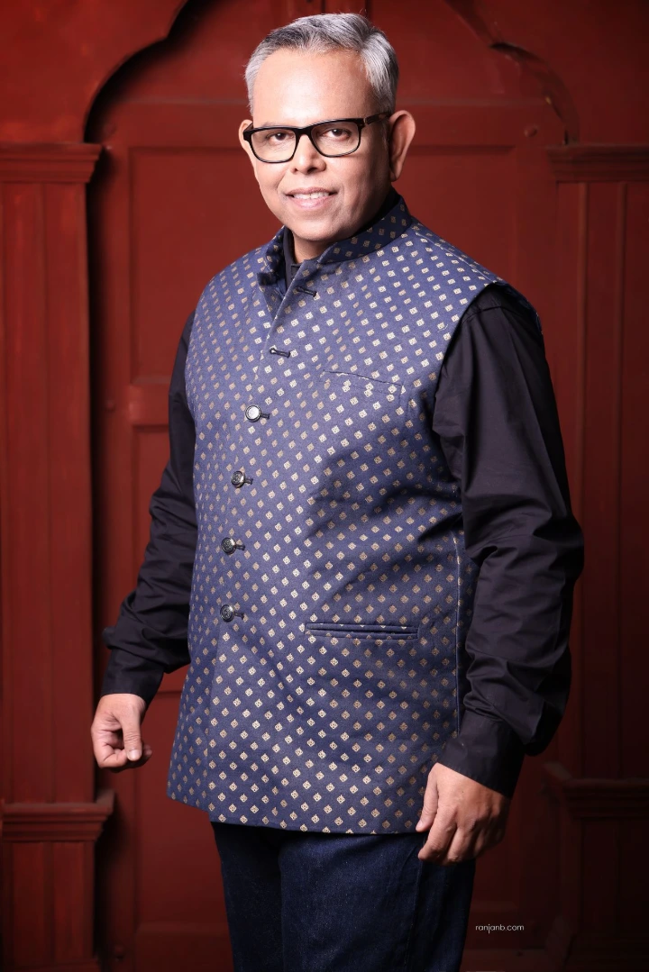 Ethnic style executive portrait of Commander Subroto Mukherjee photographed in Kolkata by Ranjan Bhattacharya
