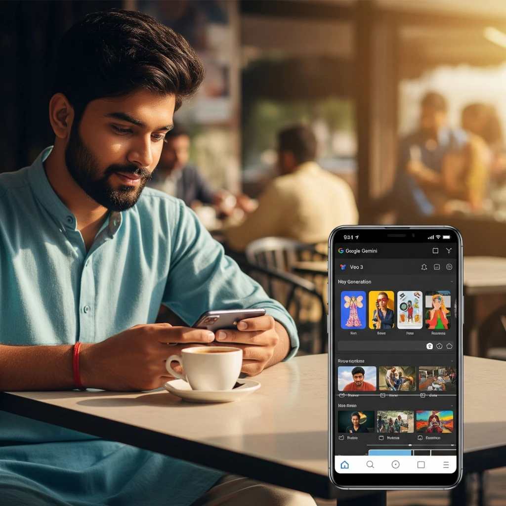 Using Google Veo 3 on Gemini app in India.