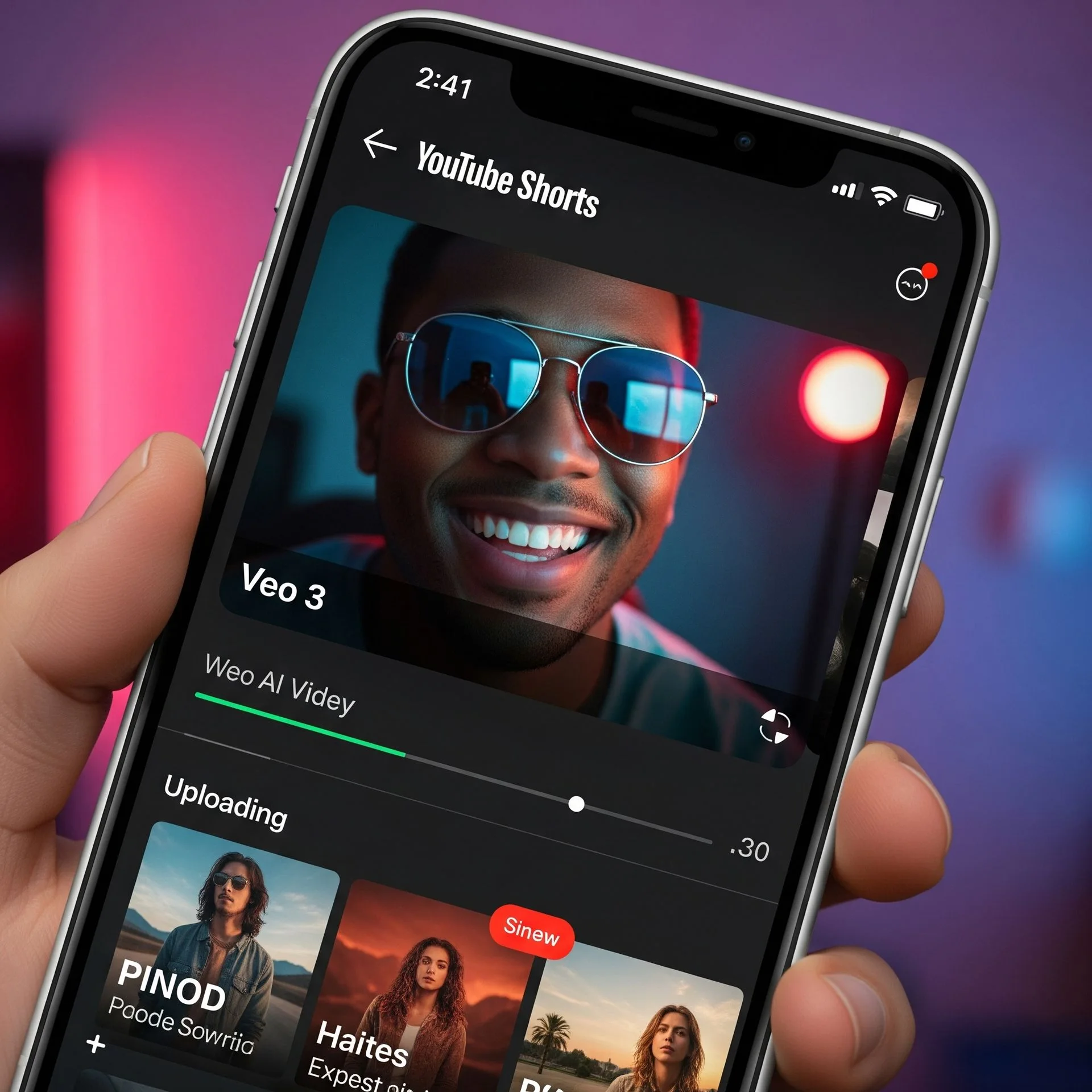 Uploading AI-generated video from Veo 3 to YouTube Shorts.