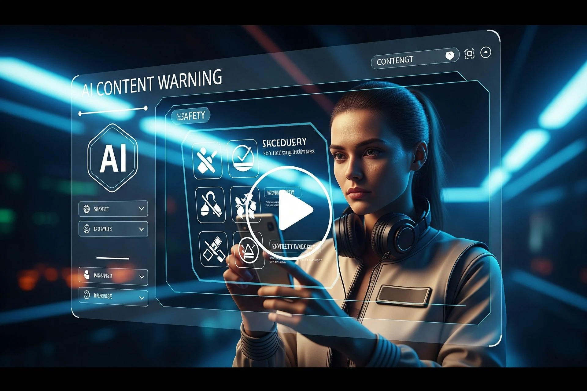 Creator reviewing AI safety guidelines for responsible content.