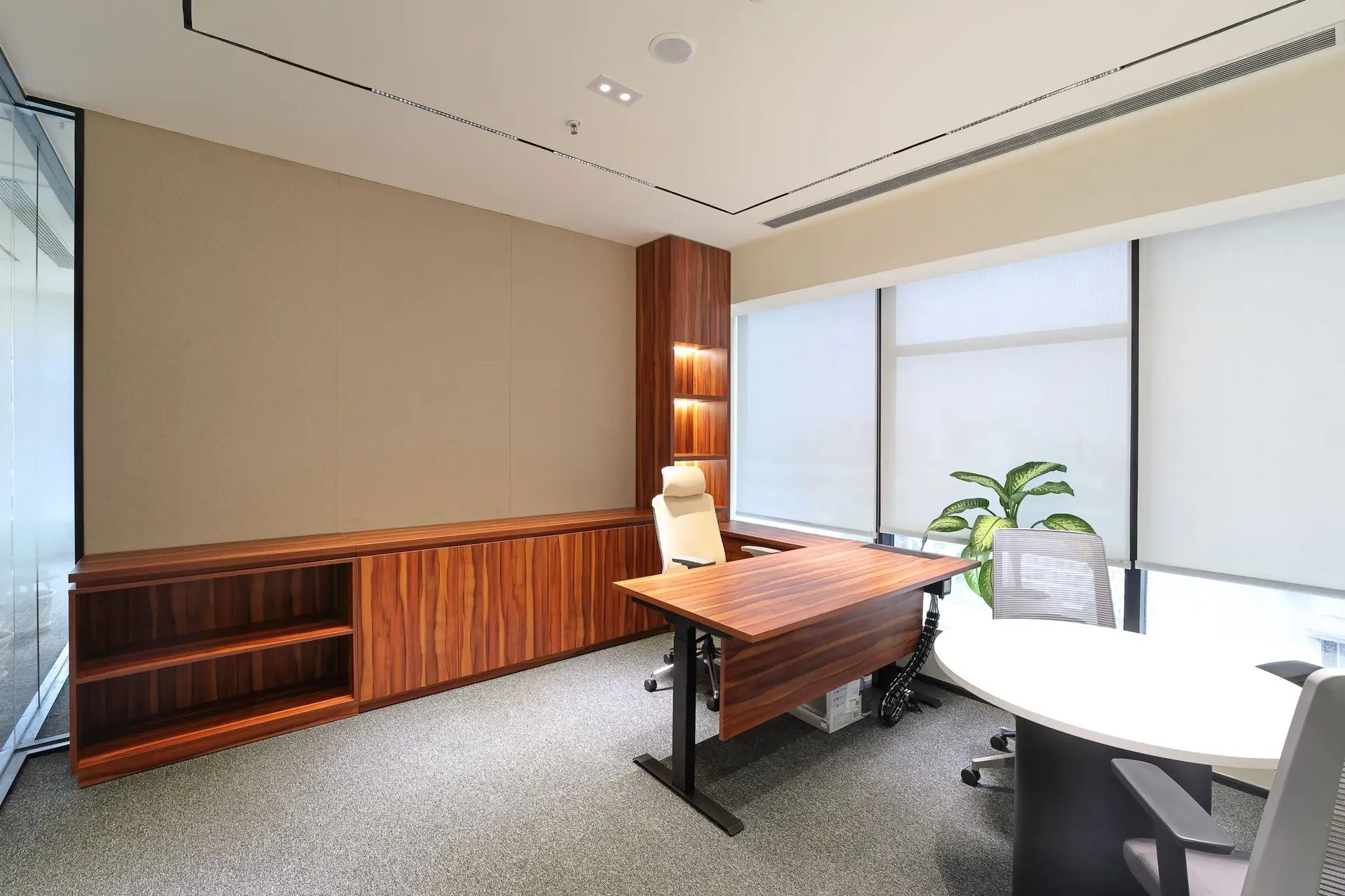 Commercial office interior photography showcasing a modern executive cabin, premium workspace design and architectural interiors photographed by Ranjan Bhattacharya.