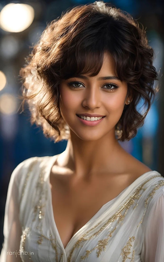 A close-up portrait of an social influencer girl in a casual outfit, highlighting her natural beauty, photographed by Ranjan Bhattacharya.