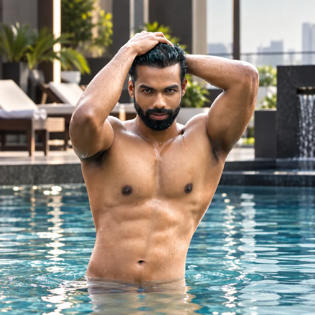 Amit Basuri during a poolside portfolio shoot in Kolkata