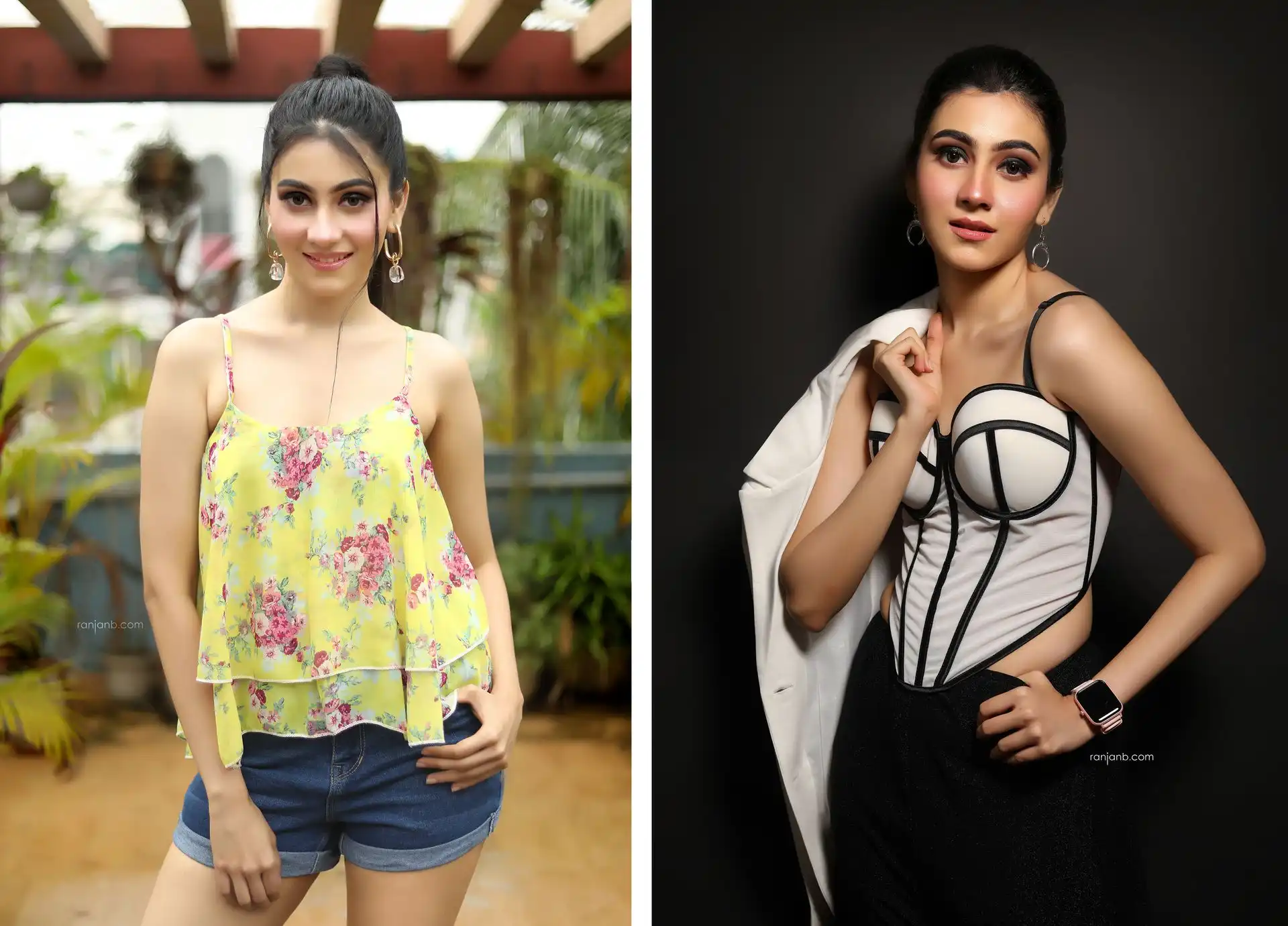 Versatility across looks and locations is what separates a bookable model from a pretty face. Model portfolio photography showing outdoor and studio versatility, Ranjan Bhattacharya.