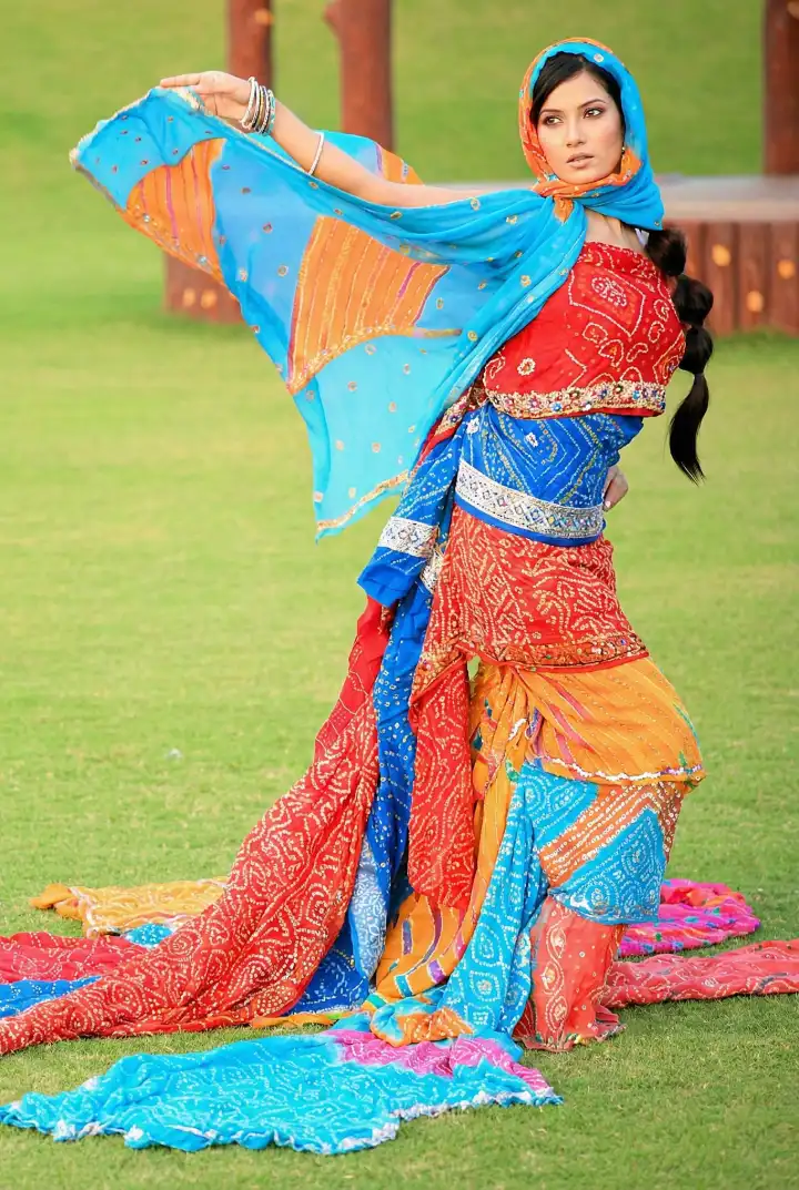 Campaign-grade hero frame – Ishika Dutta, Jaipur production Ishika Dutta in blue saree during Utsav Fashion Jaipur campaign demonstrating elevated banner-grade fashion photography
