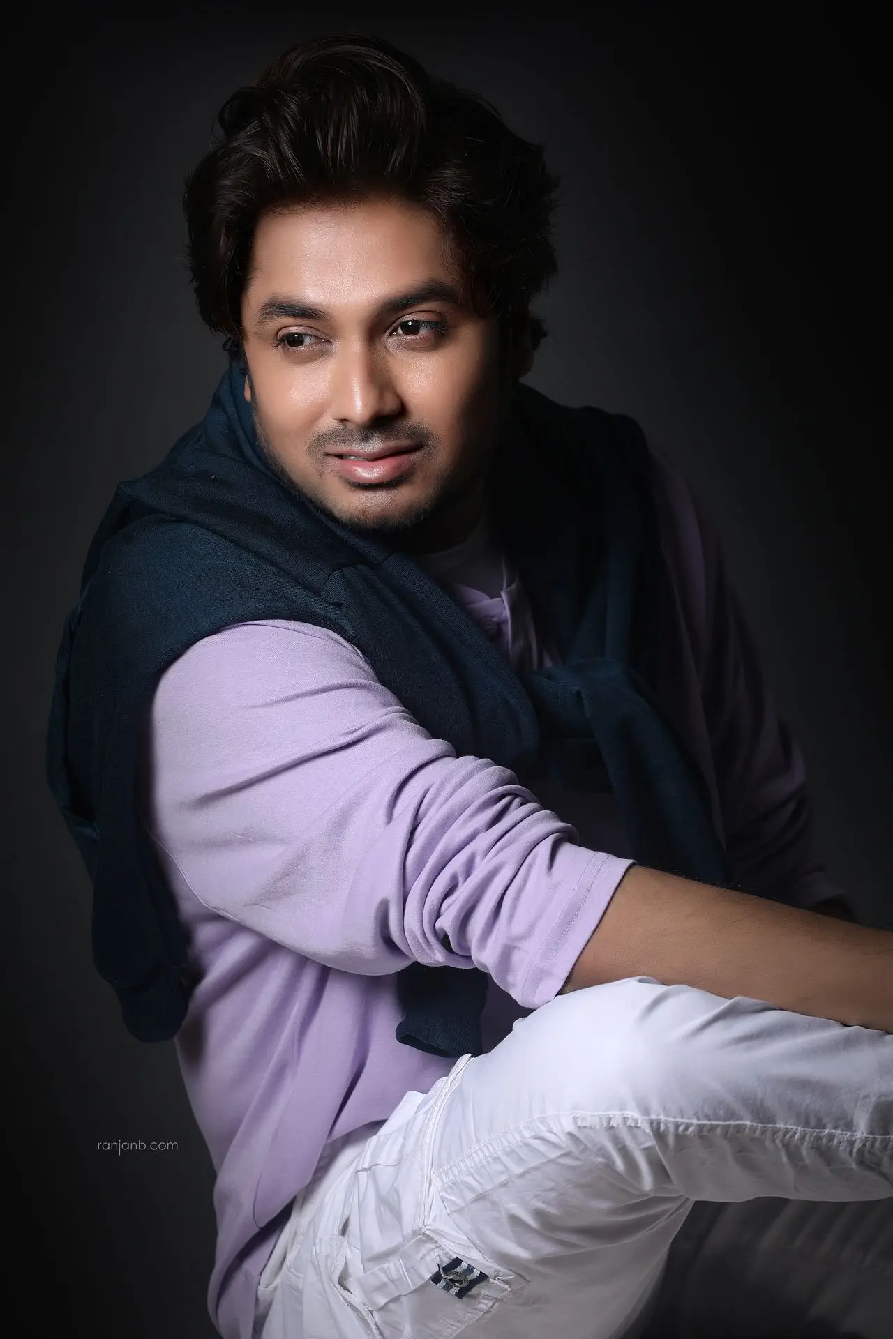 Actor portfolio photography in Kolkata featuring a lavender toned look aligned with production house preferences