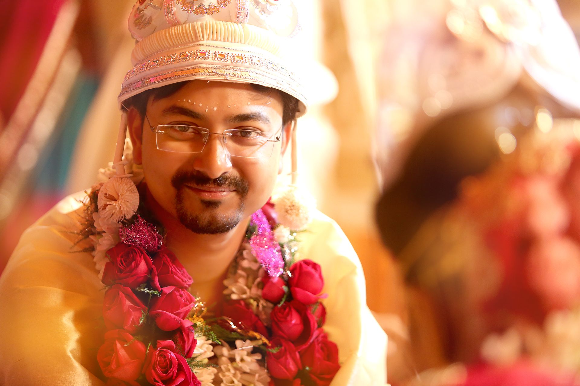 Close-up wedding portrait of Dr Souvonik Mandal - Captured by the best wedding photographer in Kolkata - Ranjan Bhattacharya