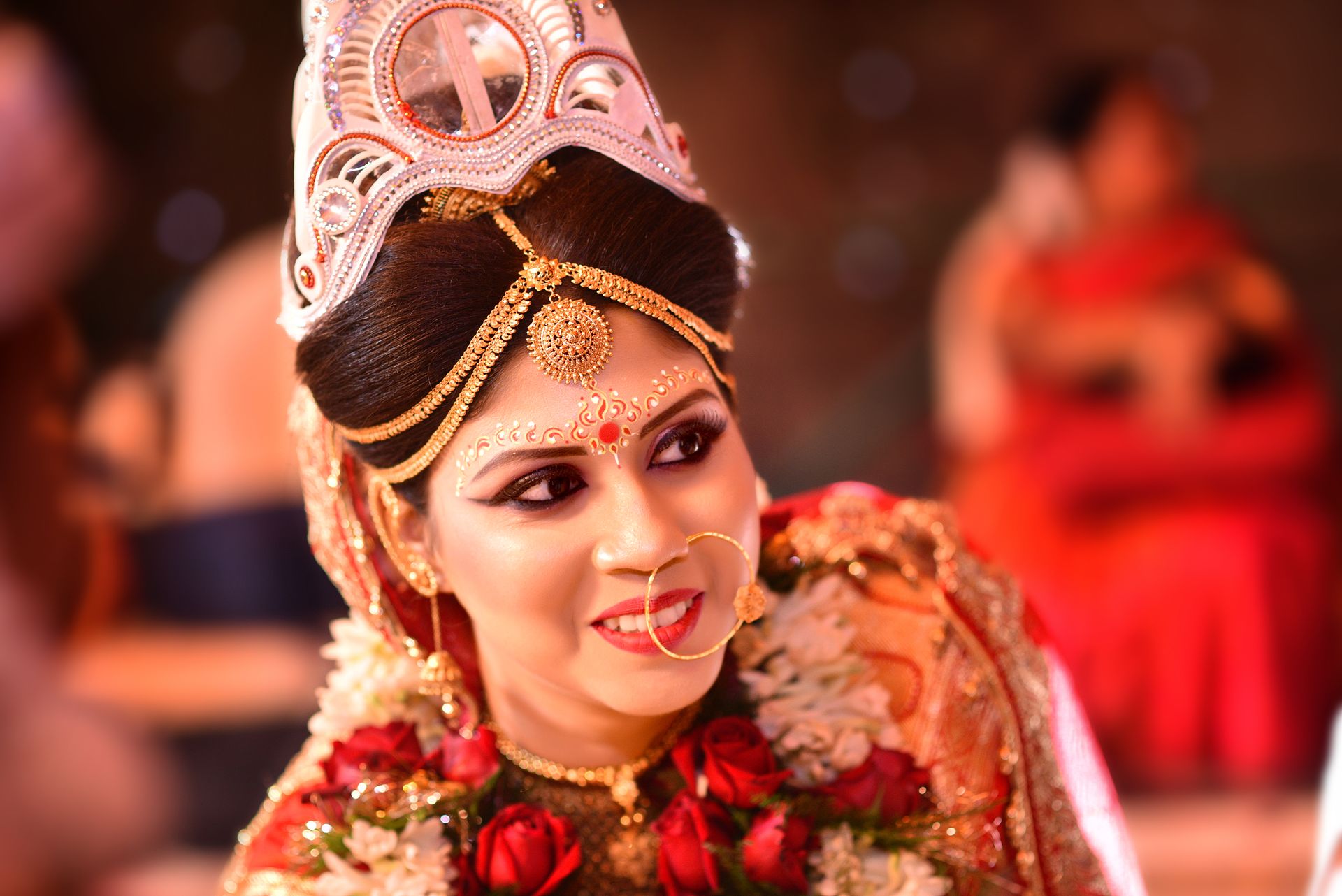 Close-up Wedding Portrait of Debarati Sarkar - Captured by Ranjan Bhattacharya
