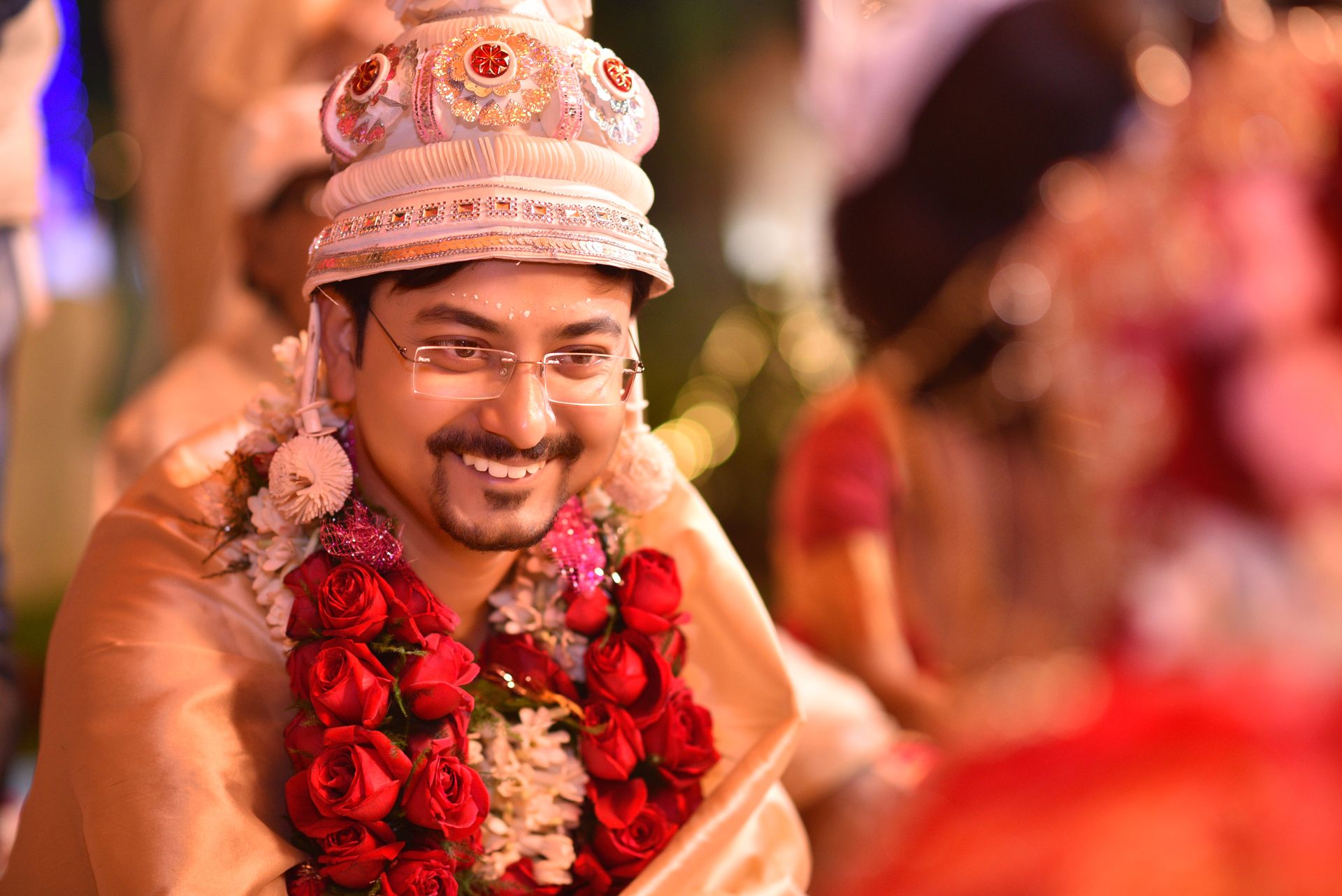 Close-up wedding portrait of Dr Souvonik Mandal - Captured by Ranjan Bhattacharya at Kolkata