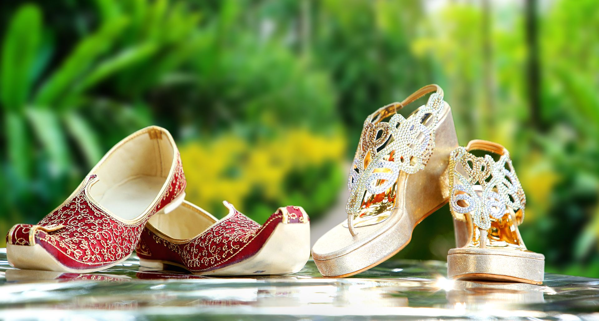 Close-up of bride and groom's wedding shoes, captured by Ranjan Bhattacharya