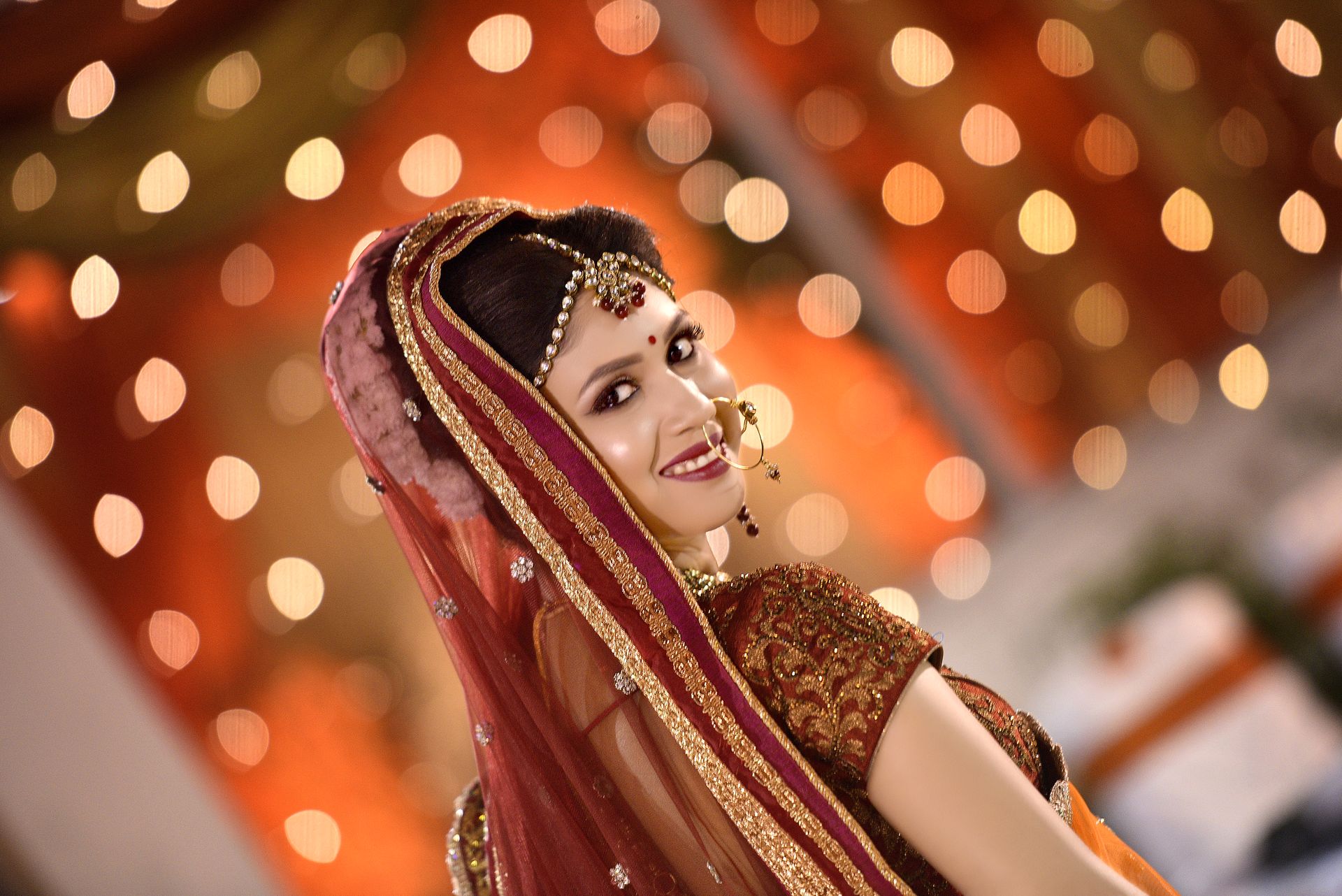 Close-up wedding portrait of Debarati Sarkar, captured by Ranjan Bhattacharya Photography