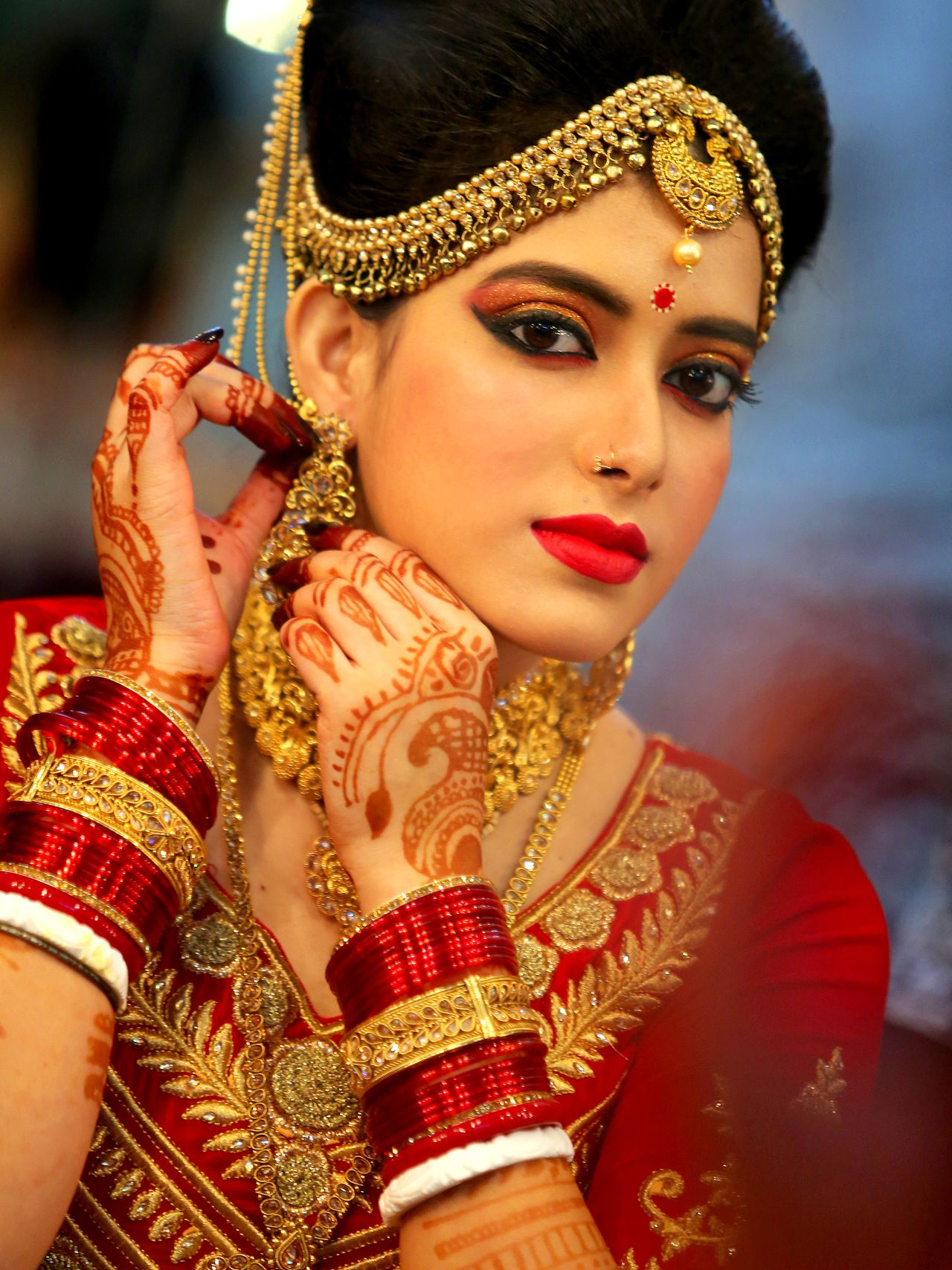 Close-up Wedding Portrait of Shanoli Roy Kumar - Captured by Ranjan Bhattacharya in Patna