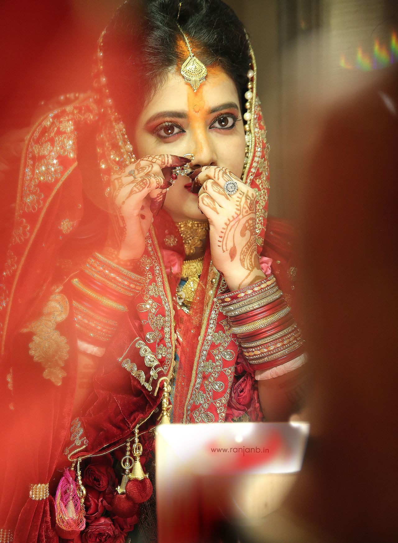 Close-up Wedding Portrait of Shanoli Roy Kumar - Captured by Ranjan Bhattacharya at Patna