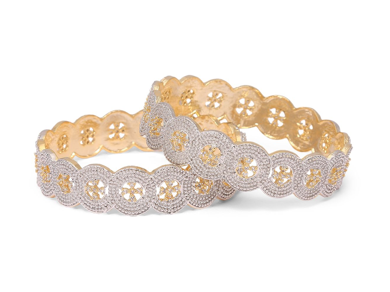 A beautifully crafted diamond bangles photographed against a white background by product photographer Ranjan Bhattacharya in Kolkata.