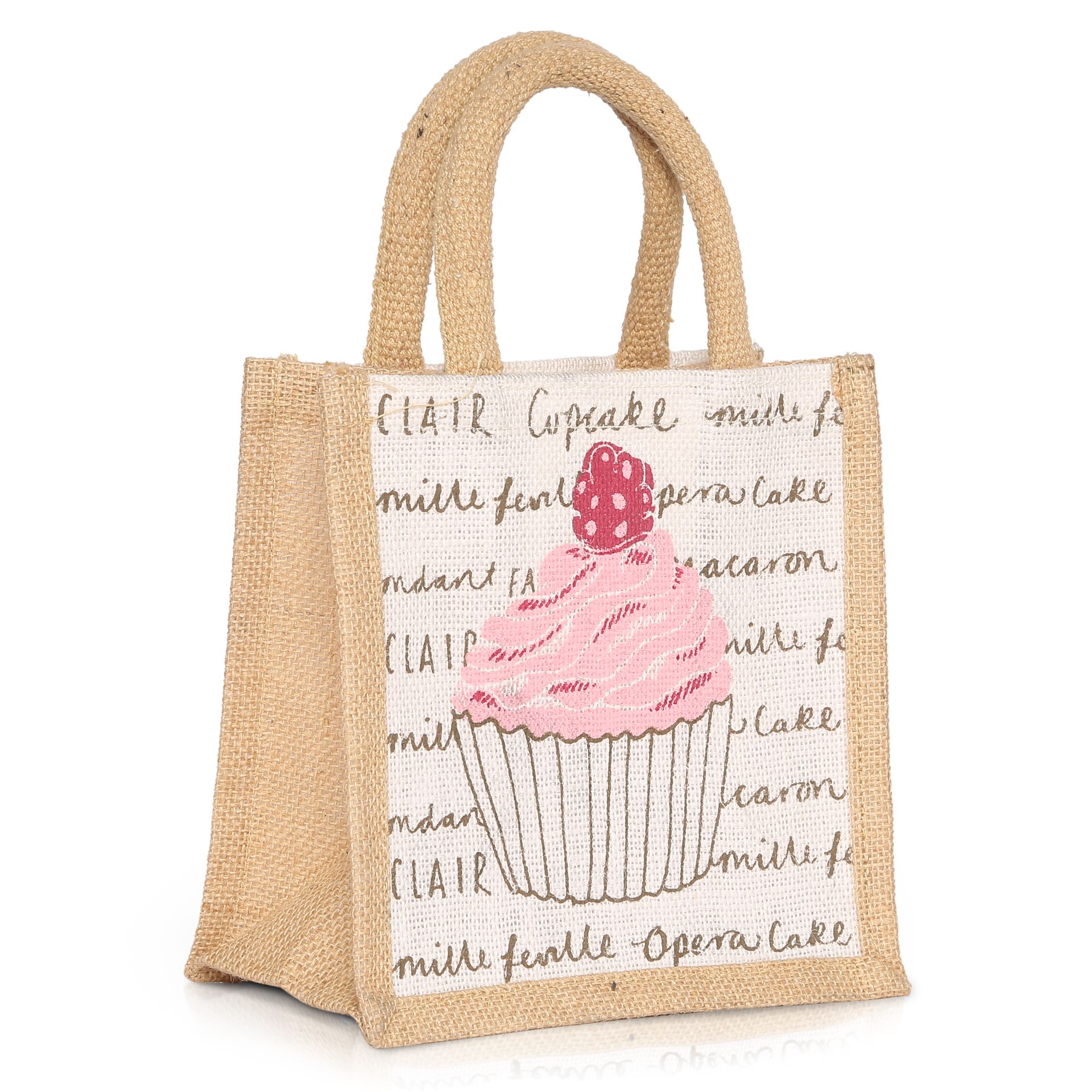 Eco-friendly  jute hand bag with a trendy design - Side view